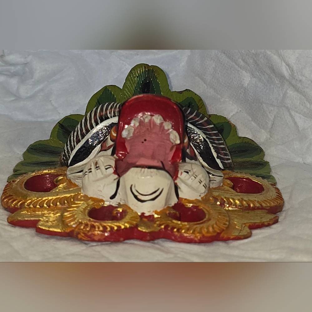 Miniature Indonesian Balinese Polychrome Carved Barong Mask - Picture 4 of 5